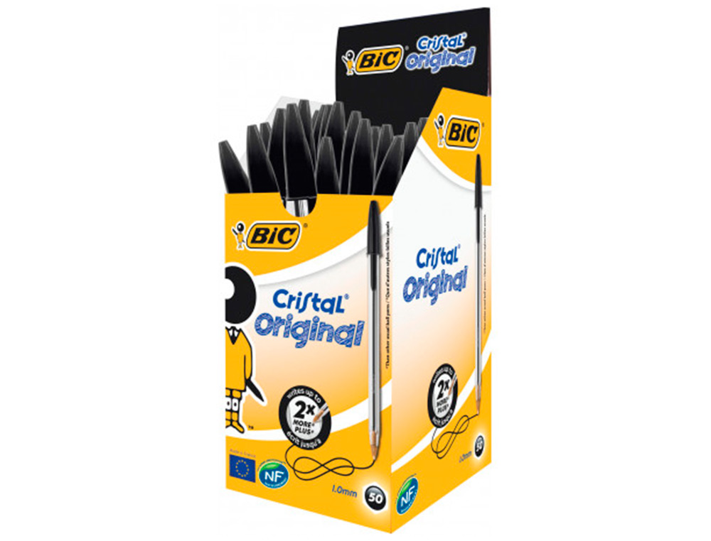 STYLO-BILLE BIC CRISTAL CRITURE MOYENNE 0.5MM ENCRE CLASSIQUE BILLE INDFORMABLE CAPUCHON COULEUR ENCRE NOIR
