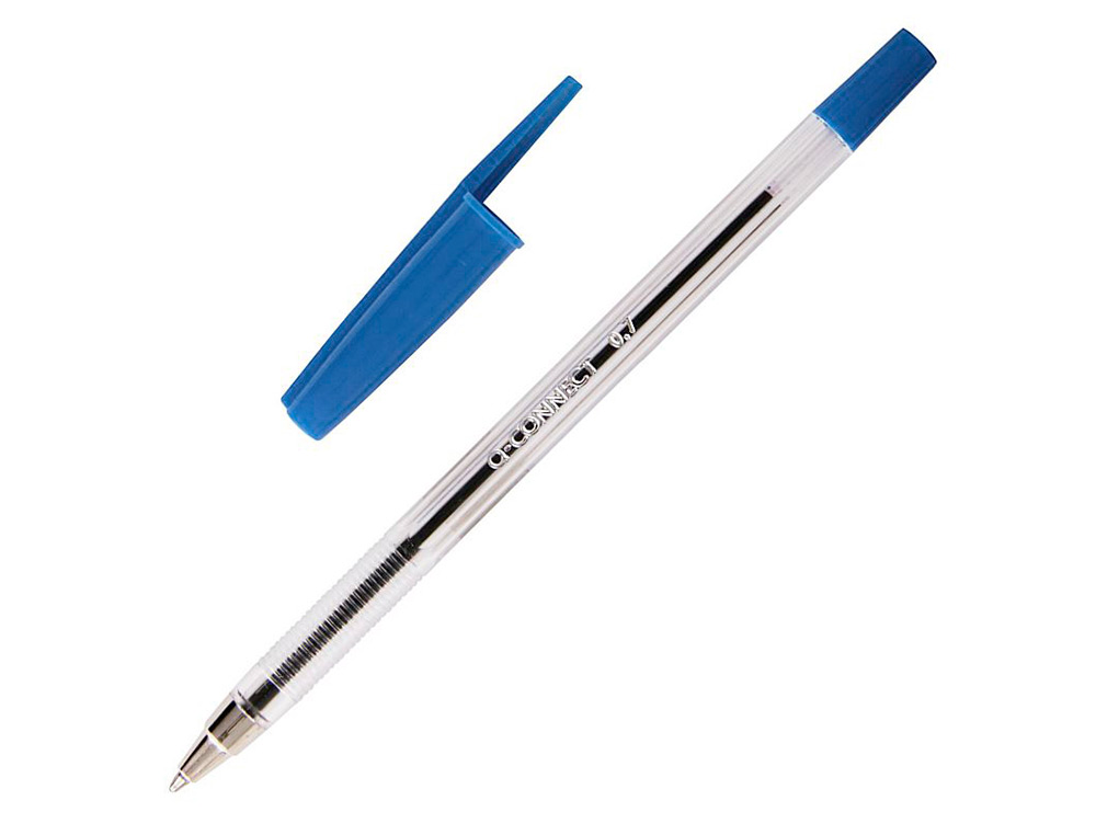 STYLO-BILLE Q-CONNECT ÉCRITURE MOYENNE 0.7MM ENCRE CLASSIQUE BILLE INDÉFORMABLE CAPUCHON COULEUR ENCRE BLEU