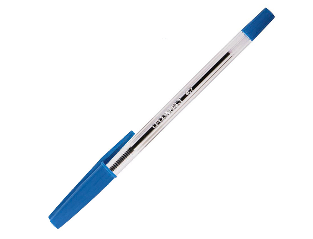 STYLO-BILLE Q-CONNECT ÉCRITURE MOYENNE 0.7MM ENCRE CLASSIQUE BILLE INDÉFORMABLE CAPUCHON COULEUR ENCRE BLEU