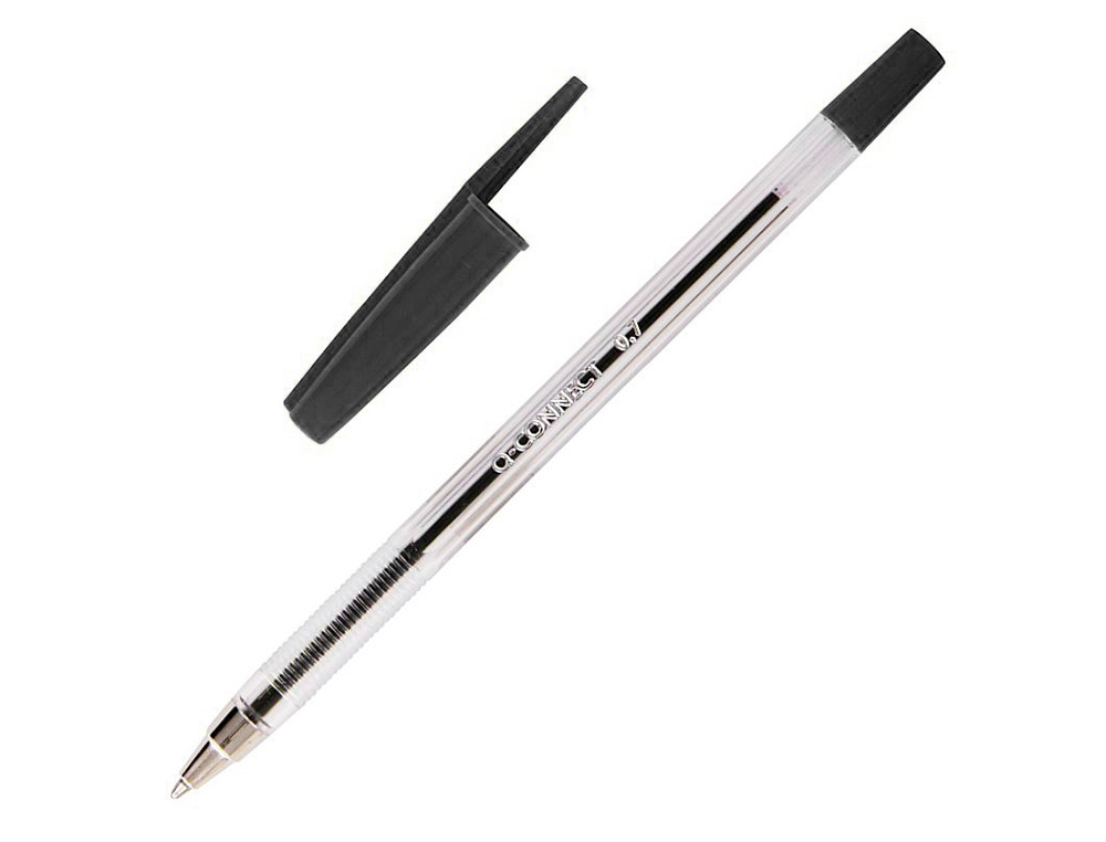 STYLO-BILLE Q-CONNECT ÉCRITURE MOYENNE 0.7MM ENCRE CLASSIQUE BILLE INDÉFORMABLE CAPUCHON COULEUR ENCRE NOIR
