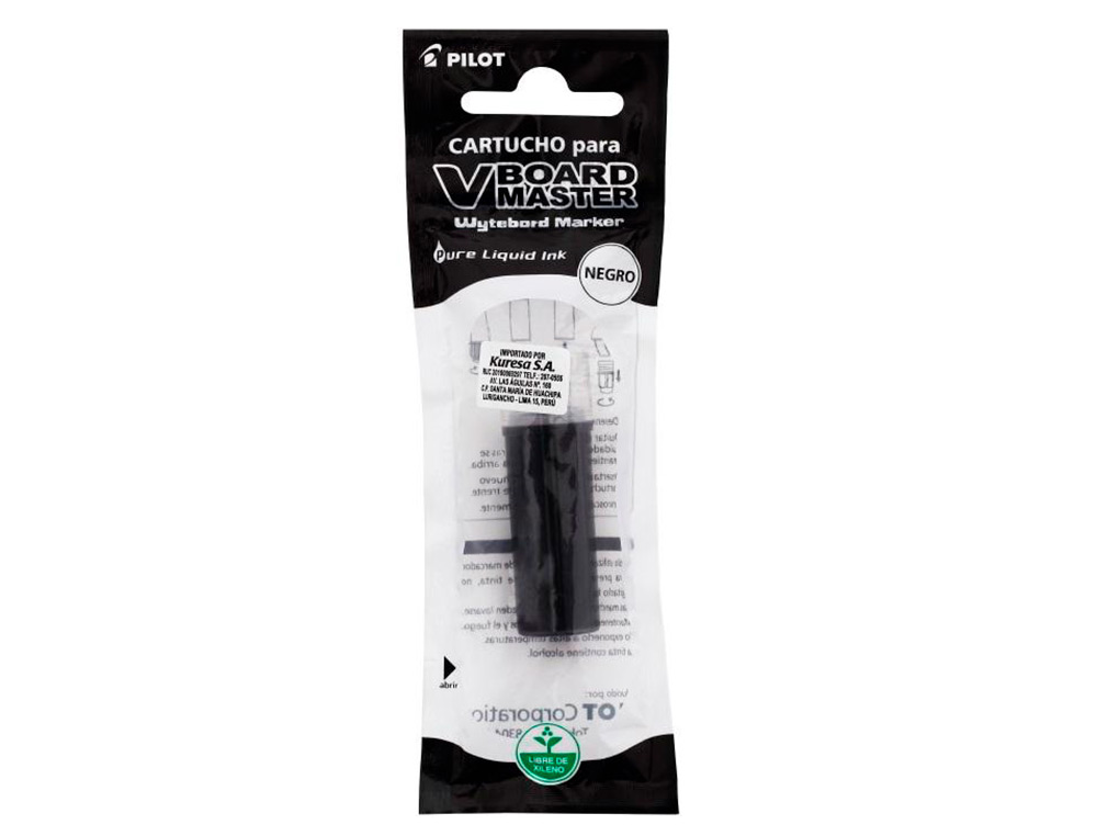 RECHARGE PILOT WBS-VS POUR MARQUEURS V BOARD MASTER TRACÉ 2MM ENCRE LIQUIDE BASE ALCOOL COULEURS VIVES NOIR