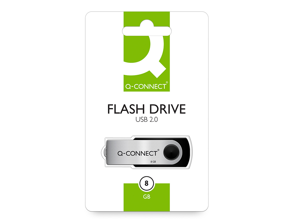 CLÉ USB Q-CONNECT 2.0 8GB VITESSE LECTURE 15MB/S ÉCRITURE 5MB/S CAPUCHON ROTATIF