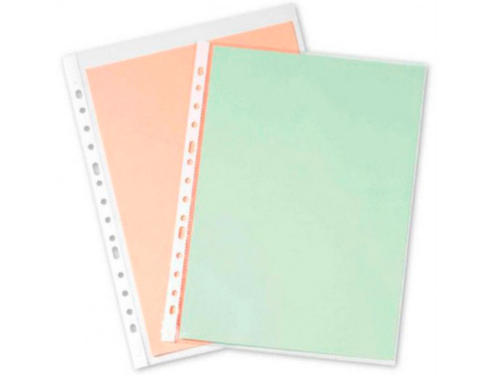 POCHETTE Q-CONNECT POLYPROYLÈNE LISSE 5/100E PERFORÉE CRISTAL ANTISTATIQUE A4 210X297MM SACHET 100 UNITÉS