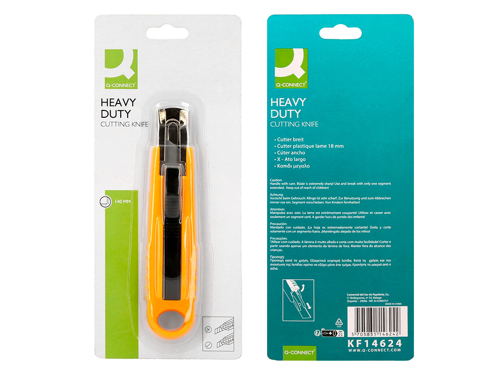 CUTTER XD123 Q-CONNECT RETRACTABLE LAME ACIER 18 MM  BLISTER