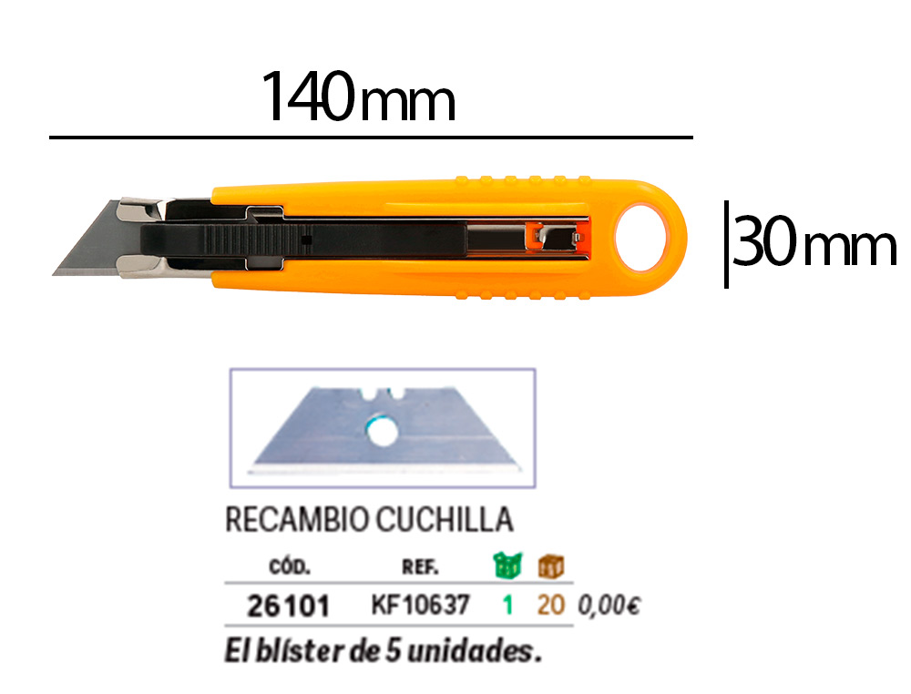 CUTTER XD123 Q-CONNECT RETRACTABLE LAME ACIER 18 MM  BLISTER