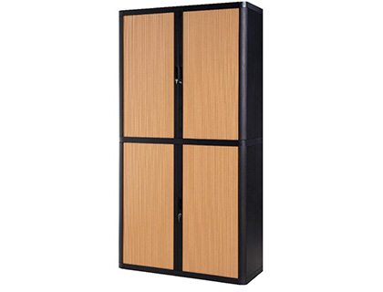 ARMOIRE PAPERFLOW EASYOFFICE 4 TABLETTES CHARGE 75KG STRUCTURE NOIRE RIDEAUX 204X110X41,5CM COLORIS NOIR/HTRE