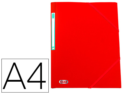 CHEMISE 3 RABATS ELBA MEMPHIS POLYPROPYLNE OPAQUE 5/10E SATIN FORMAT A4 24X32CM TIQUETTE DOS LASTIQUE COLORIS ROUGE