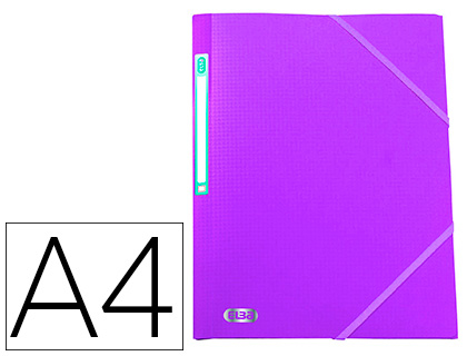 CHEMISE 3 RABATS ELBA MEMPHIS POLYPROPYLNE OPAQUE 5/10E SATIN A4 24X32CM TIQUETTE DOS LASTIQUE COLORIS VIOLET
