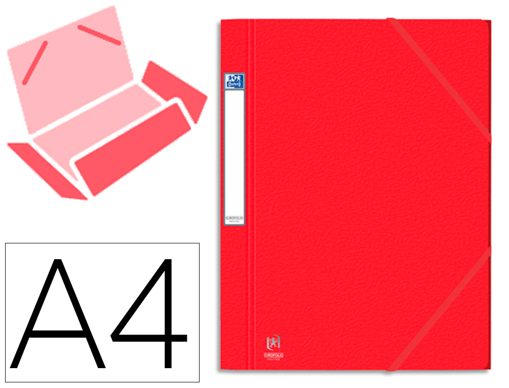 CHEMISE 3 RABATS ELBA EUROFOLIO PRESTIGE CARTE LUSTRE 7/10E A4 DOS 3CM LASTIQUE COLORIS ROUGE