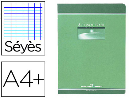 CAHIER PIQU CONQURANT SEPT COUVERTURE OFFSET A4+ 24X32CM 96 PAGES 70G SYS