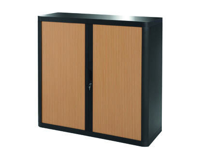 ARMOIRE PAPERFLOW EASY OFFICE 2 TABLETTES CHARGE 75KG STRUCTURE NOIRE RIDEAUX 104X110X41,5CM COLORIS NOIR/HTRE