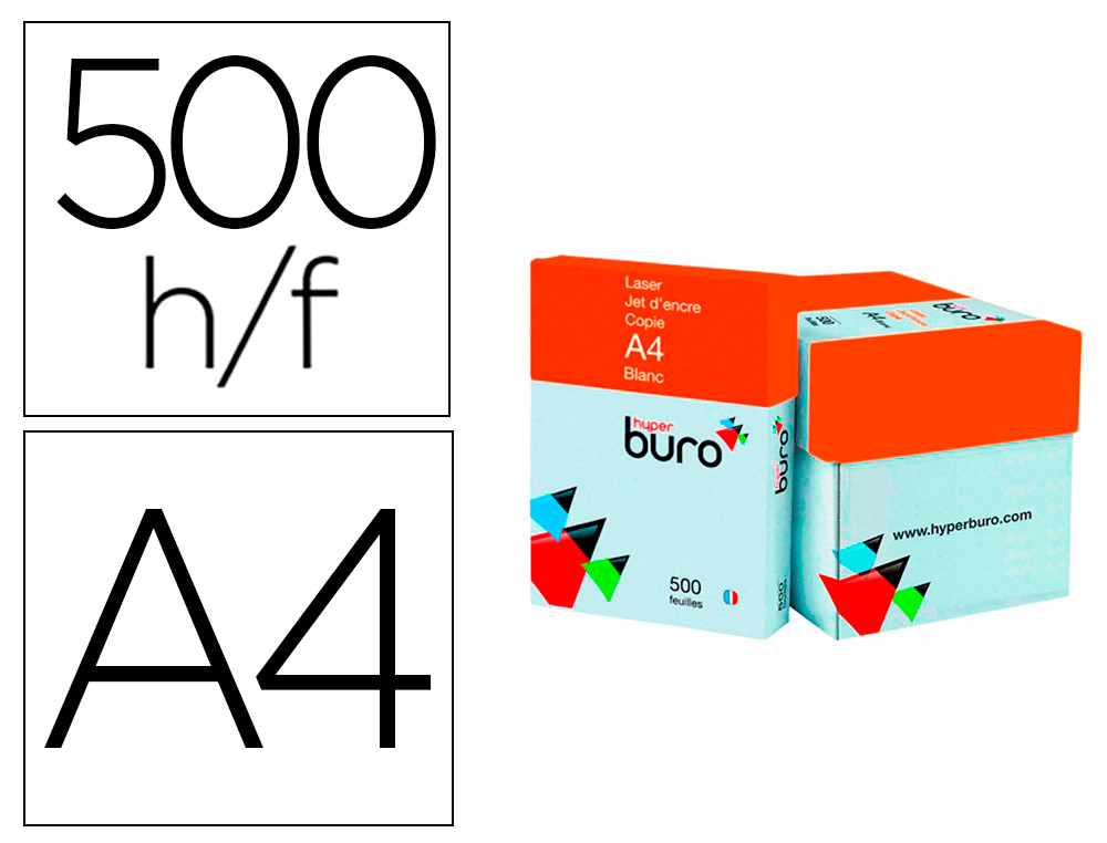 PAPIER BLANC HYPERBURO A4 ORANGE MULTIFONCTION 75G IMPRESSION LASER JET ENCRE ET PHOTOCOPIE GRAND VOLUME RAMETTE 500F