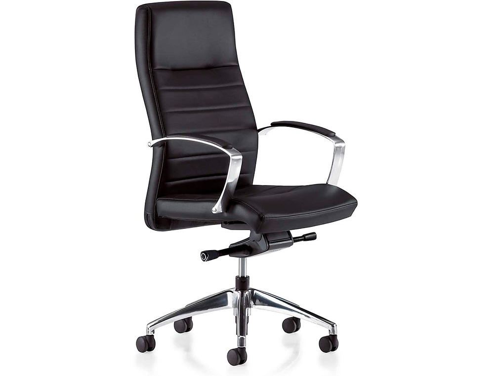 FAUTEUIL DE DIRECTION EOL PRESIDENT HARLY ASSISE ET     DOSSIER EN  CUIR PIED EN      ALUMINIUM COLORIS NOIR
