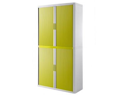 ARMOIRE PAPERFLOW EASYOFFICE 4 TABLETTES CHARGE 75KG STRUCTURE BLANCHE RIDEAUX 204X110X41,5CM COLORIS BLANC/VERT