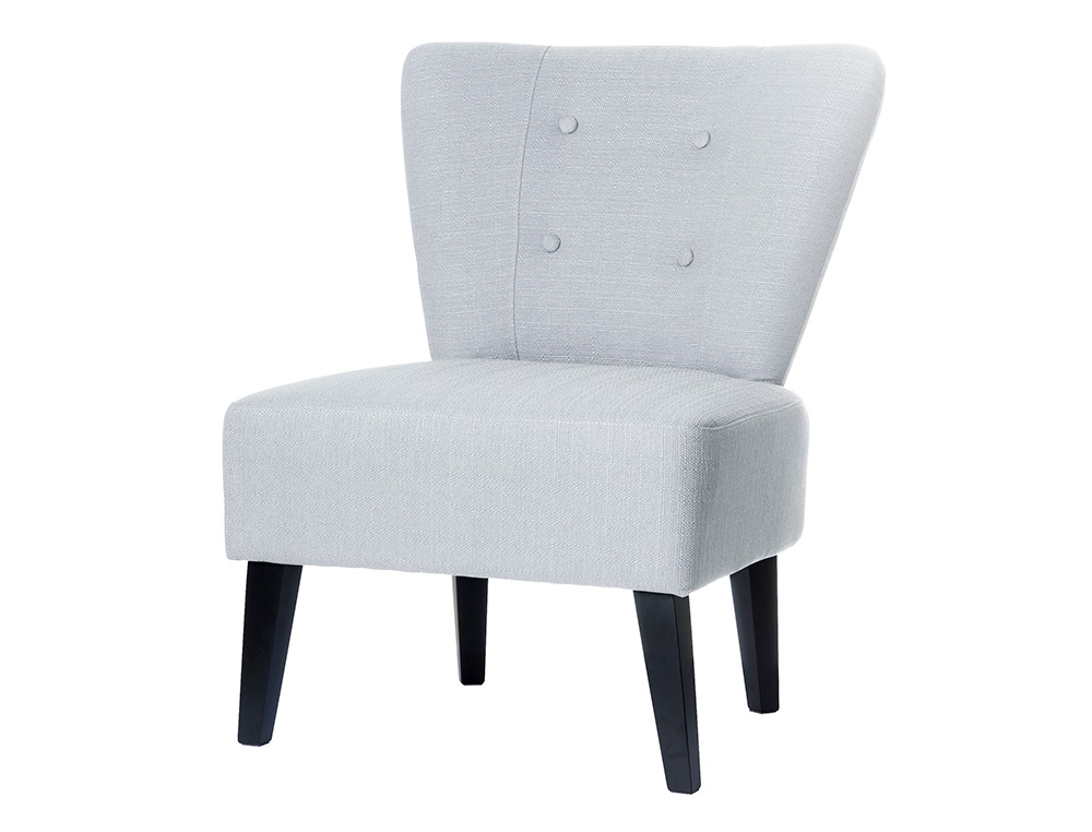 FAUTEUIL VISITEUR BRIGHTON POLYESTER ASSISE EXTRA-LARGE  65X64CM SANS ACCOUDOIR PIEDS  HETRE MASSIF NOIR REVET GRIS