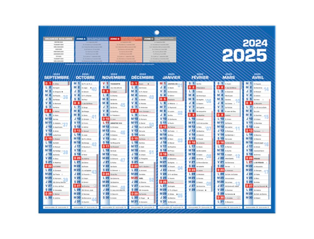CALENDRIER BANQUE 16M 21X26.5BCALENDRIER BANQUE 16M 21X26.5