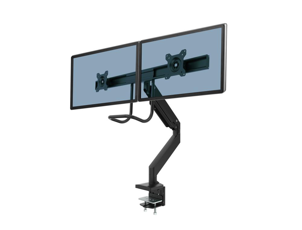 BRAS PORTE-ECRAN DOUBLE A BARRE TRANSVERSALE EPPA - NOIR