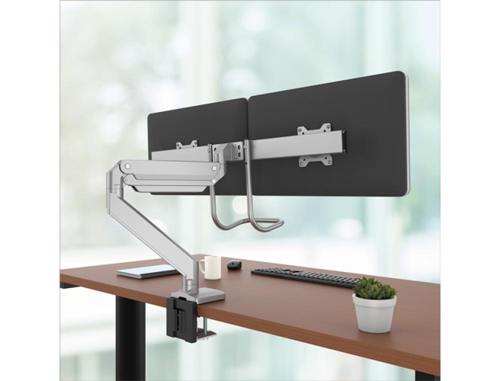 BRAS PORTE-ECRAN DOUBLE A BARRE TRANSVERSALE EPPA -     ARGENT