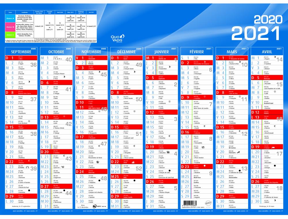CALENDRIER QV SAD 55X40,5 BLEUCALENDRIER SEPTEMBRE  DCEMBRE - 55X40,5CM