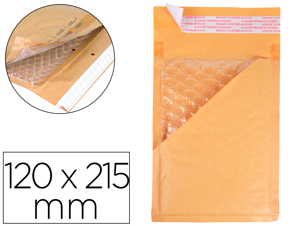 POCHETTE Q-CONNECT BULLES AIR 120X215MM 82G KRAFT MATELASS RABAT DROIT AUTO-ADHSIVE SANS FENTRE BOTE 100 UNITS