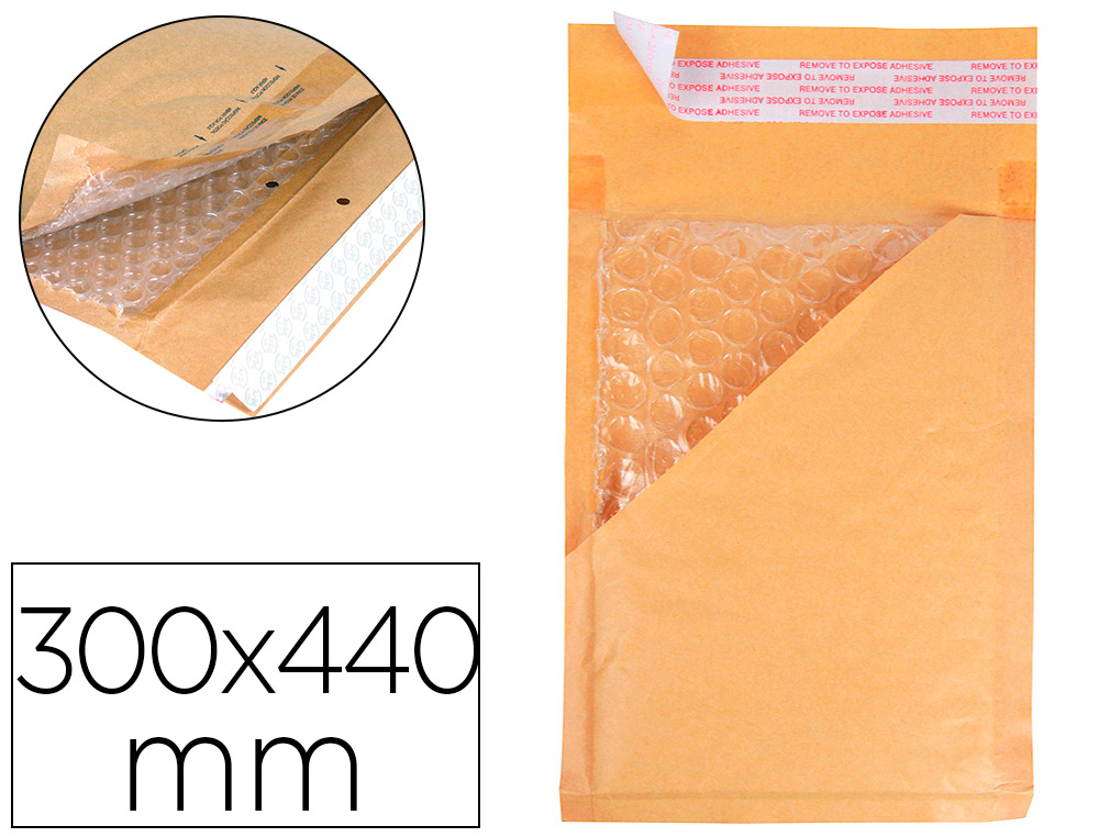 POCHETTE Q-CONNECT BULLES AIR 300X440MM 82G KRAFT MATELASS RABAT DROIT AUTO-ADHSIVE SANS FENTRE BOTE 50 UNITS